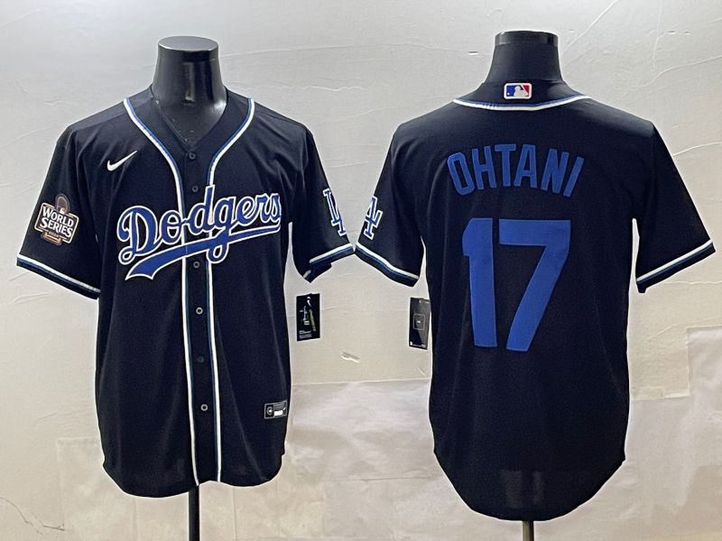 Men Los Angeles Dodgers 17 Ohtani Black blue Three generations Nike 2025 MLB Jersey style 8
